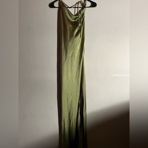 Satin Green backless dress